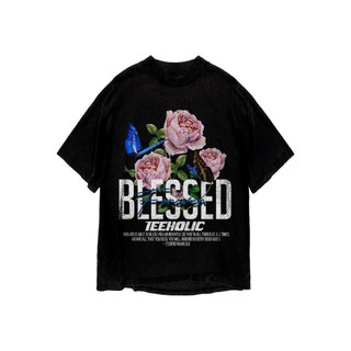 Áo thun in hình unisex nam nữ teeholic cotton cao cấp phong cách retro y2k hoa hồng màu đen trắng THS091223_114