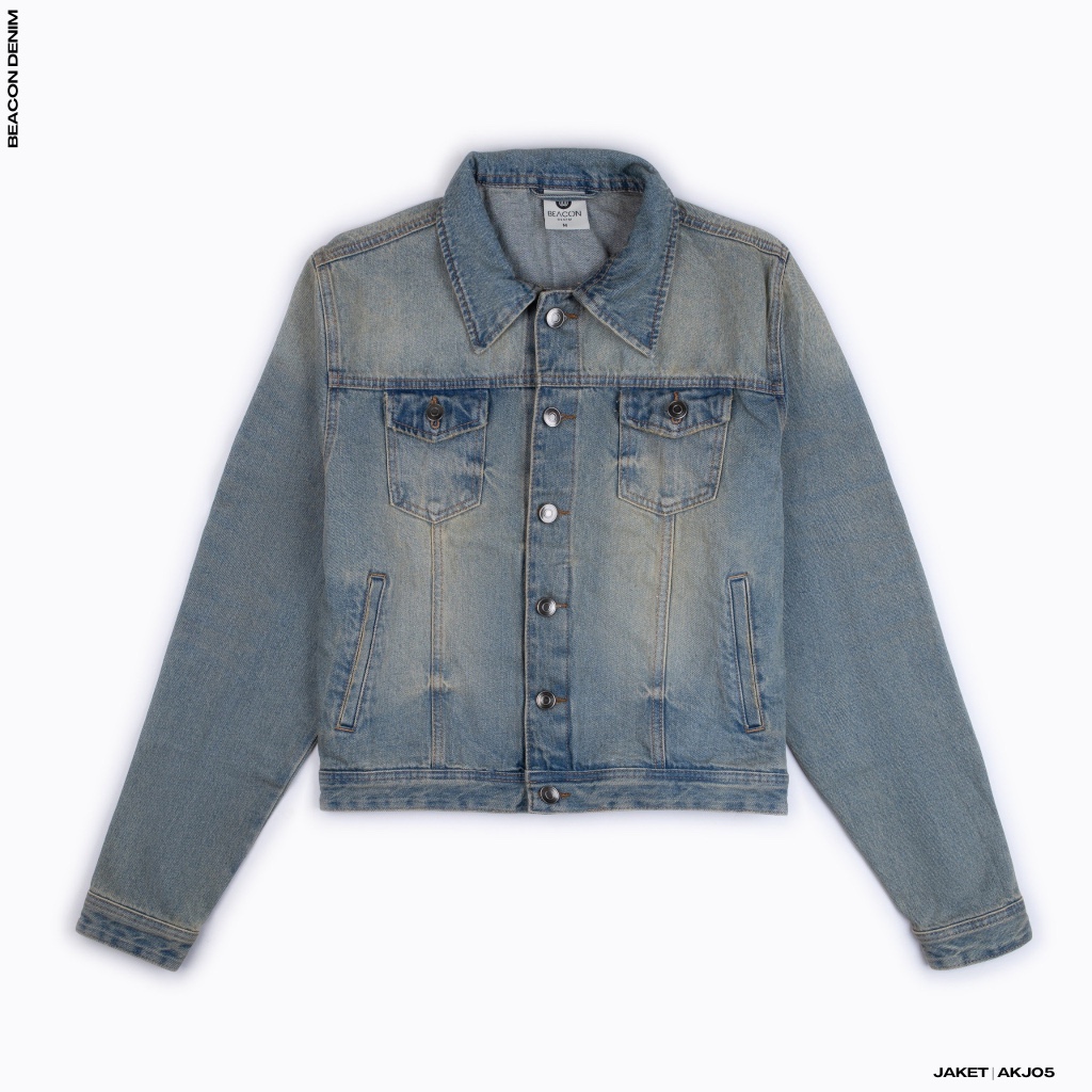 Áo Khoác Jean Nam Xanh Phủ Mã AKJ05 Form Croptop Fit Mới Lạ, Cá Tính BEACON DENIM