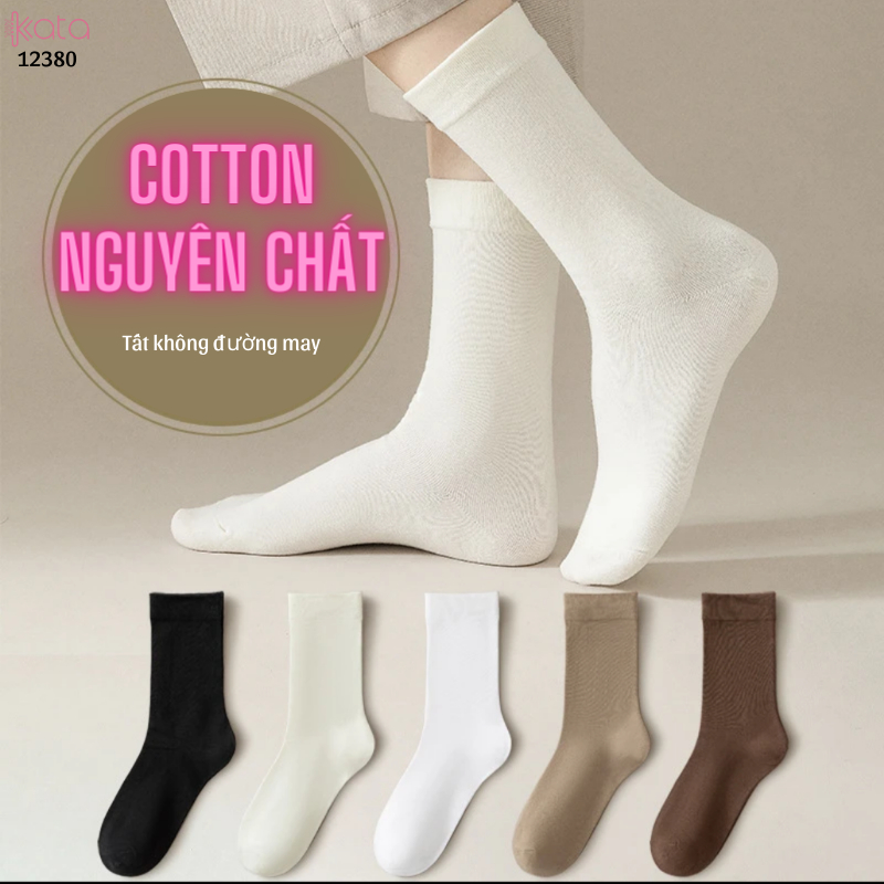 Tất màu trơn thu đông,tất bắp chân cotton mềm mịn thu đông 12380