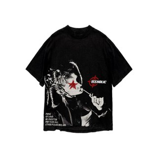 Áo thun in hình unisex nam nữ teeholic cotton cao cấp phong cách retro y2k cô gái màu đen trắng THS091223_117