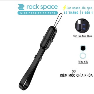 Cáp sạc đa năng S3 Rockspace TypeC dành cho androi có thể làm móc khóa Hàng chính hãng bảo hành 12 tháng