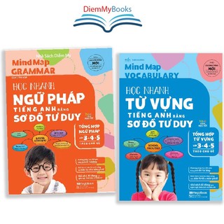 Sách tiểu học- combo mindmap vocabulary và grammar học nhanh từ vựng ngữ pháp tiếng anh bằng sơ đồ tư duy lớp 3-4-5