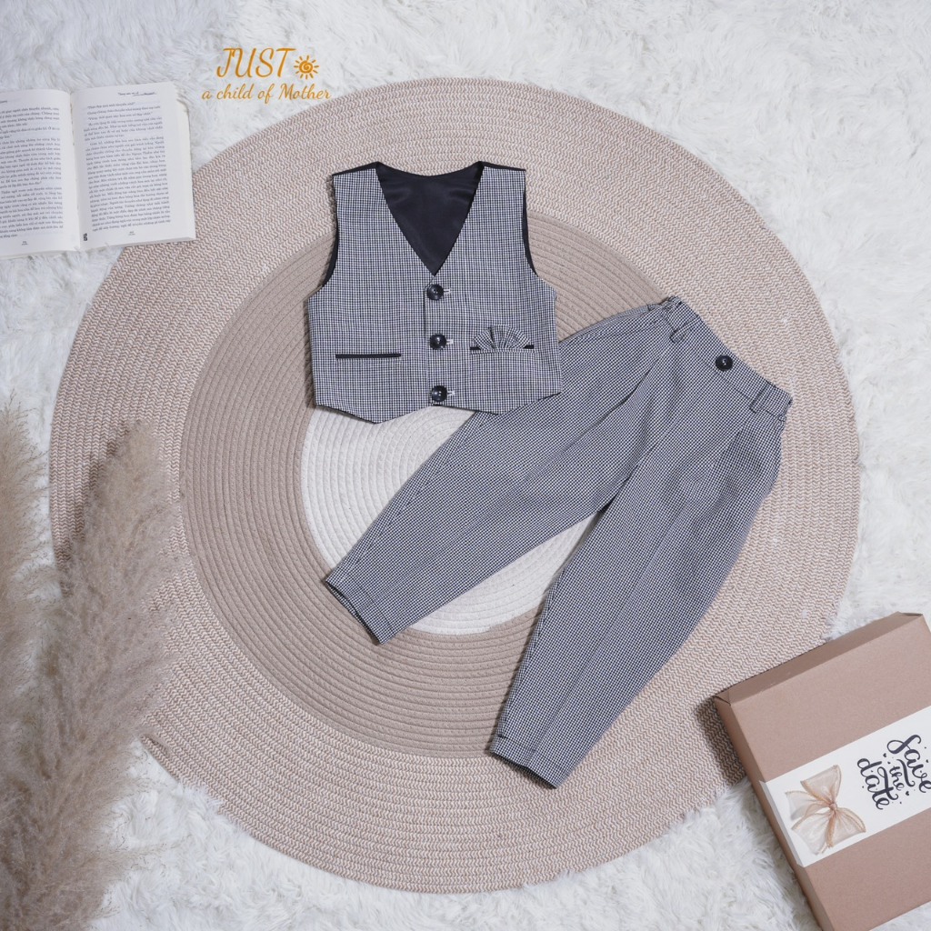 Áo dài thêu Bờm Kids/ áo gile bé trai/ Bộ Gile bé trai size 10-50kg