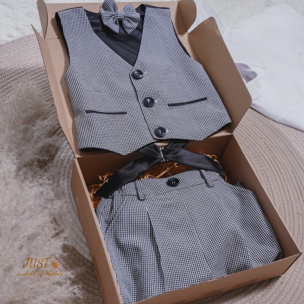 Áo dài thêu Bờm Kids/ áo gile bé trai/ Bộ Gile bé trai size 10-50kg