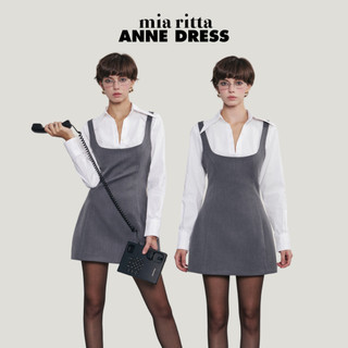Váy liền phối sơmi Anne Dress Mia Ritta V1076 - Váy xám form A phối sơ mi dài tay