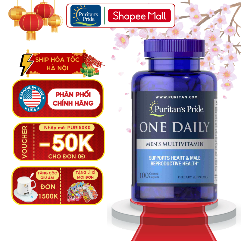 Vitamin tổng hợp nam One Daily men's Multivitamin Puritan's Pride 100 viên từ Mỹ