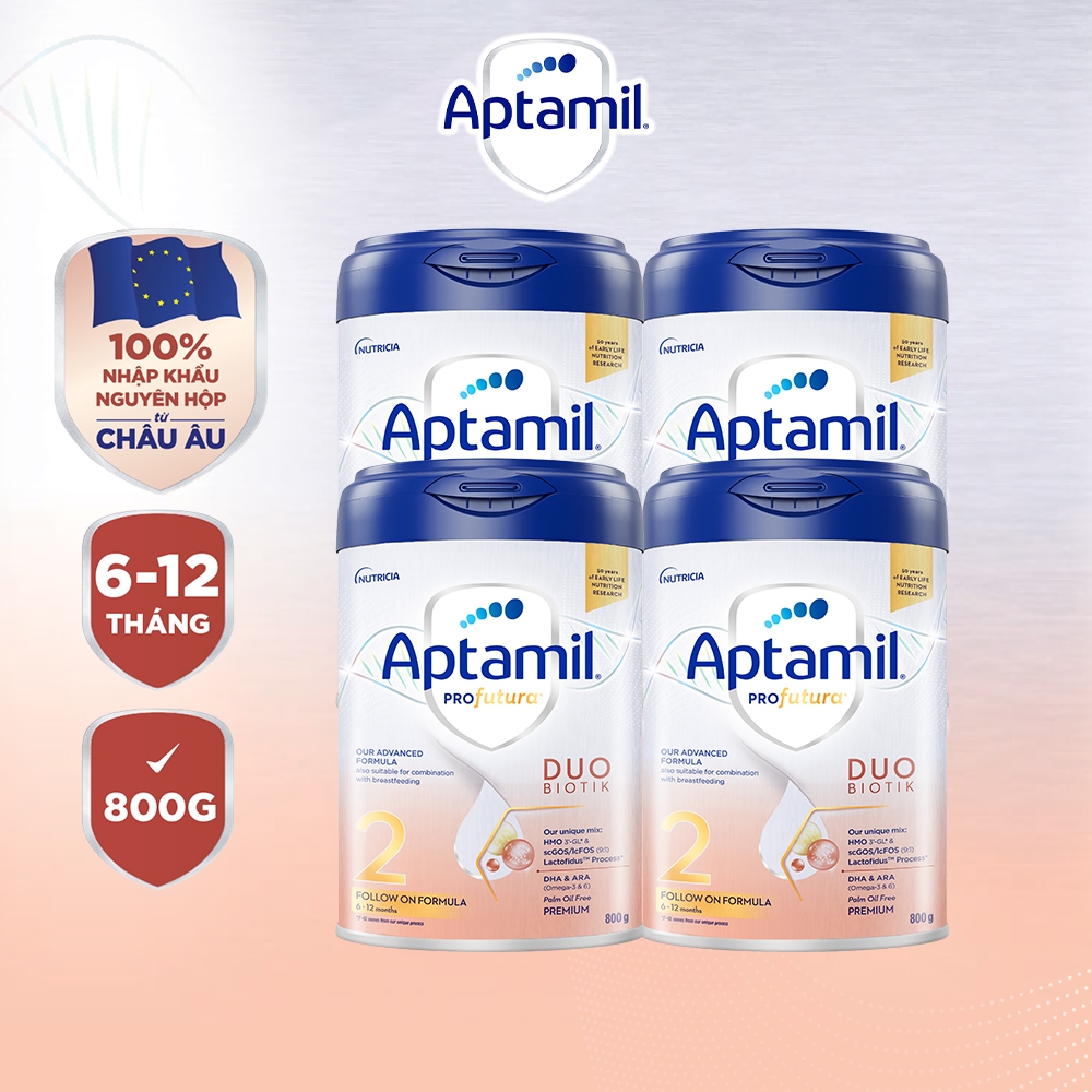 Combo 4 Sữa công thức Aptamil Profutura Duobiotik 2 cho bé 6-12 tháng tuổi 