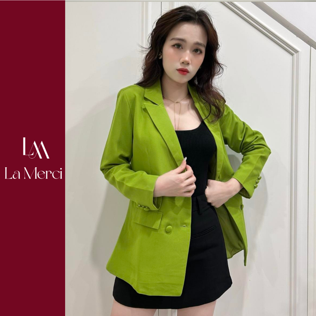 ÁO VEST NỮ công sở màu tối thanh lịch vải tuyết mưa có đệm vai LA MERCI - LB03