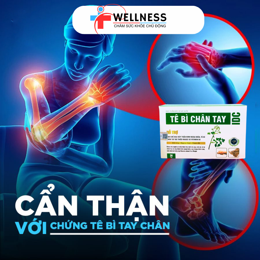 Tê Bì Chân Tay IDC Giúp Hạn Chế Đau Dây Thần Kinh Ngoại Biên, Đau Mỏi Vai Gáy, Hộp 30 viên