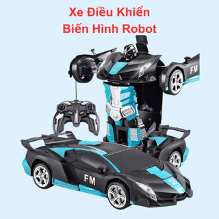 Ô tô điều khiển từ xa xe điều khiển từ xa màu xanh đen biến hình robot chất liệu siêu bền thiết kế siêu đẹp