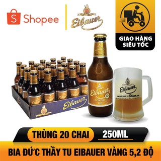 [BIA ĐỨC NHẬP KHẨU] Thùng 20 Chai Bia Đức Thầy Tu EIBAUER HEFEWEIZEN HELL 5.2% 250ml - Bia Tươi Men Sống Thượng Hạng