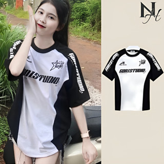 Áo Phông Gonzstudio Phối Đen Trắng Form Rộng Vải Poly Co Giãn 2 Chiều Cao Cấp Dày Dặn- Phong Cách Hiện Đại Hottrend