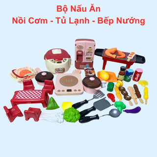 Bộ nấu ăn cho bé đồ chơi nấu ăn nấu bếp màu đỏ nhiều chi tiết mô phỏng thực tế giúp phát triển bản thân