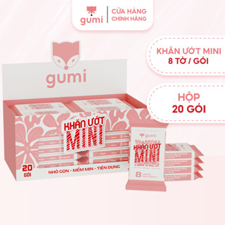 Hộp 20 gói Khăn giấy ướt Gumi Mini tiện lợi, không mùi bỏ túi tiện lợi.