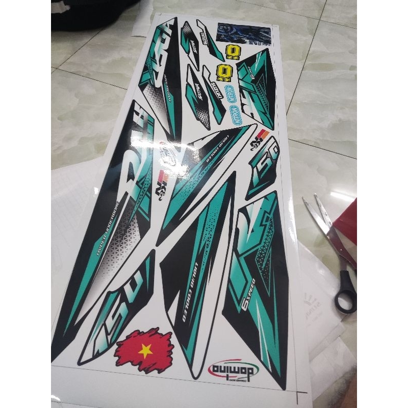 Tem rời mẫu mới 2021 - tem xanh ngọc dán xe Raider đen Quyen Decal - Phong Decal