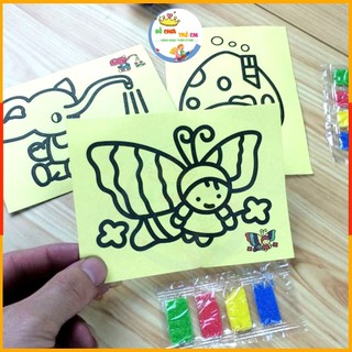 Tranh cát tô màu cho bé, tranh vẽ cát thực hành
