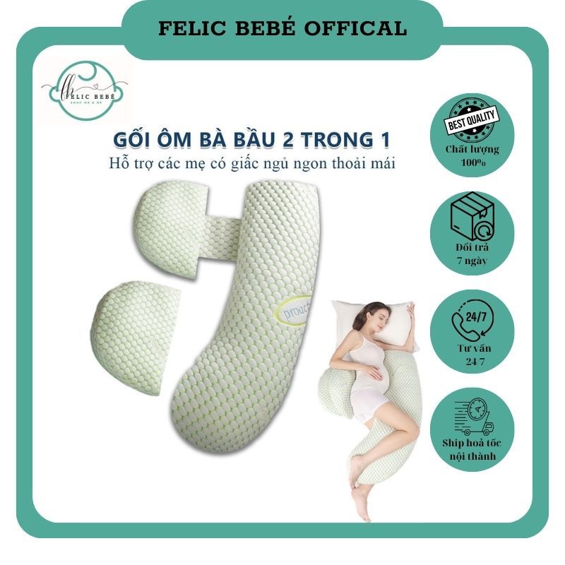 Gối ngủ bà bầu chữ H thiết kế thông minh hỗ trợ đỡ eo, bụng, tránh đè ép