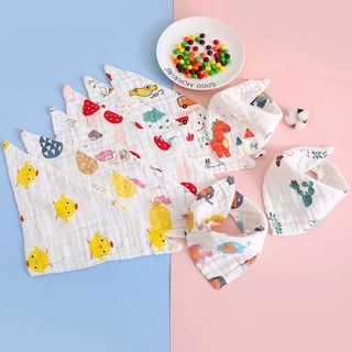 Set 5 khăn yếm xô 6 lớp organic 2 cúc bấm cho bé