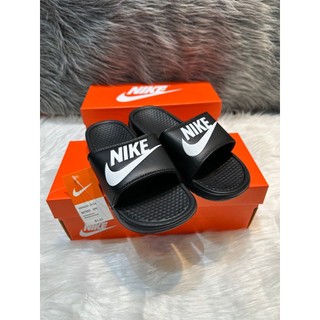 Dép quai ngang nike đen chữ trắng - dép quai ngang - tặng kèm hộp