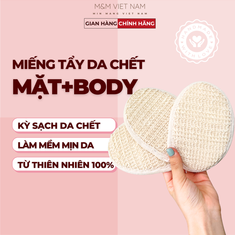 Miếng Tẩy Da Chết Cho Mặt Và Body Từ Sợi Lanh Thiên Nhiên, Làm Đẹp Và Mềm Mịn Da