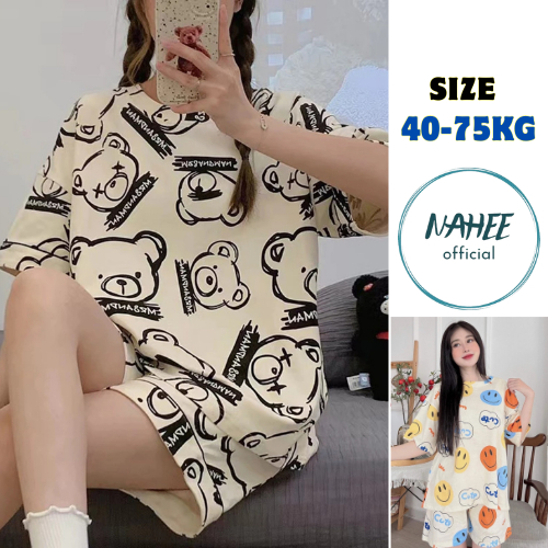 Bộ mặc nhà cotton nữ, bộ ngủ Pijama cao cấp, thời trang nữ chất mền mát co giãn 4 chiều size 40-75kg-naheeofficial