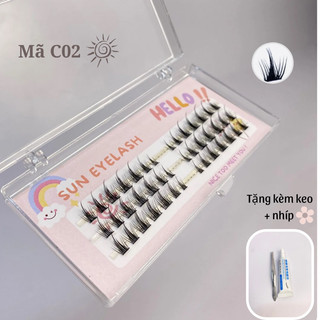 Mi tự nối tại nhà (tặng kèm keo,nhíp) mi tách sợi C02 siêu mỏng nhẹ phù hợp nhiều tone makeup
