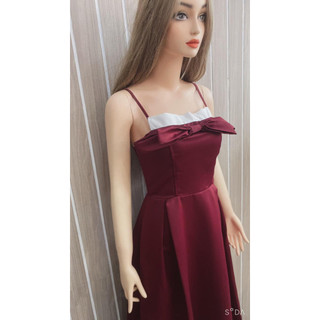 🧧Đầmcup ngực phối nơ cổ đen (đỏ,đen,trắng)