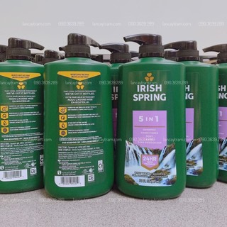 Irish Spring 5in1 Dành Cho Nam Tắm + Gội + Xả + Rửa Mặt + Khử Mùi, Di.ệ.t Khu.ẩn 24 Giờ,  887Ml