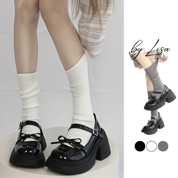Tất Vớ Bắp Chân Len Dệt Kim Mềm Mại Unisex Phong Cách Basic Chất Liệu Co Giãn, Tất Cổ Cao Màu Sắc Trắng Đen by.Lisa | BigBuy360 - bigbuy360.vn