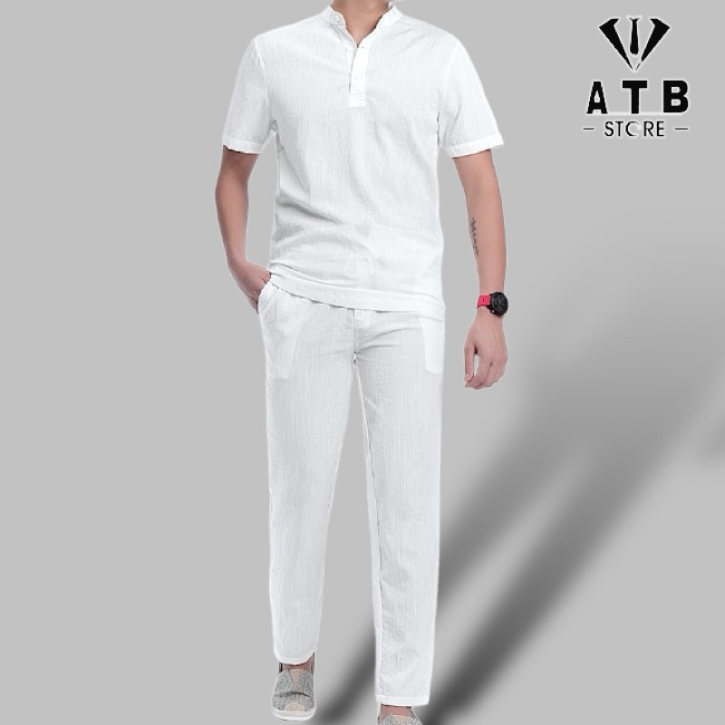 Bộ đũi nam , bộ quần áo nam, quần dài áo cộc đũi ( Mát - Nhẹ Như Không)