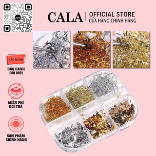 Set phụ kiện giấy nhún sợi vàng, bạc siêu mỏng 6 ô- giấy nhún vàng, bạc dạng foil nhũ sợi Set nhún sợi
