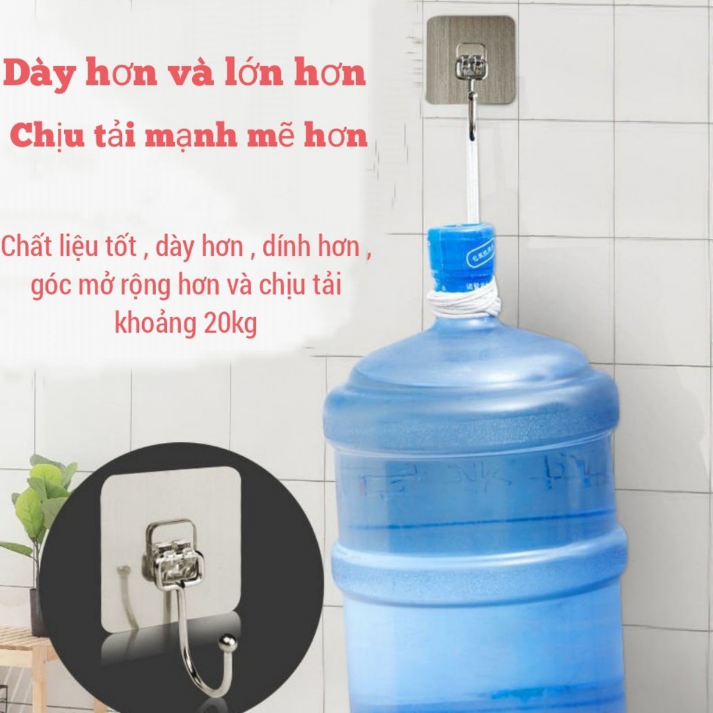 Móc thép miếng dán bạc dán tường chịu lực siêu dính treo đồ gọn gàng ngăn nắp