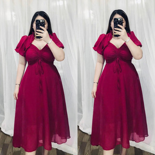 Đầm voan hoa phom dài bigsize 60-100kg bigsize linh nguyễn