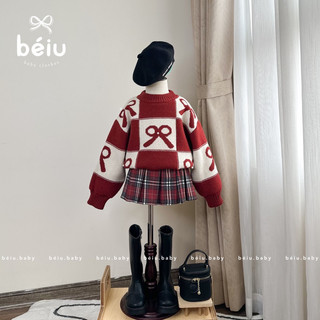 (𝑯𝒂̀𝒏𝒈 𝒄𝒐́ 𝒔𝒂̆̃𝒏 - Ảnh thật) Áo len nơ đỏ cho bé