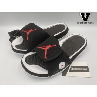 Dép jordan 3 đen trắng logo đỏ -FULL BOX