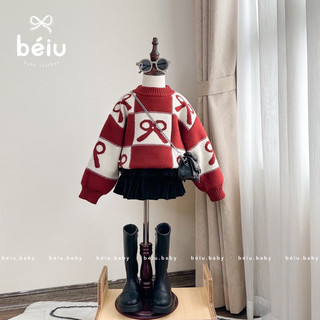 (𝑯𝒂̀𝒏𝒈 𝒄𝒐́ 𝒔𝒂̆̃𝒏 - Ảnh thật) Áo len nơ đỏ cho bé