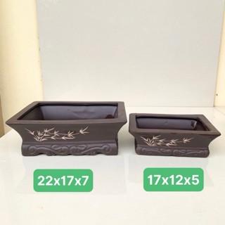 Chậu chữ nhật bonsai cây cảnh màu Đen 2 size SP757