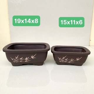 Chậu chữ nhật bonsai cây cảnh màu Đen 2 size SP758