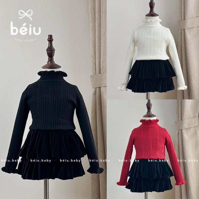 (𝑯𝒂̀𝒏𝒈 𝒄𝒐́ 𝒔𝒂̆̃𝒏 - Ảnh thật) Áo len cổ bèo cho bé