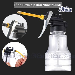 Bình châm dầu nhớt, bình xịt dầu nhớt bơm nhớt dung tích 250ml chất liệu nhựa đầu vòi bẻ cong ncar