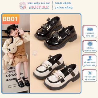 Giày búp bê da cho bé gái chất liệu da PU mềm mại có quai dán tiện dụng cho bé gái 3 - 12 tuổi - JP28