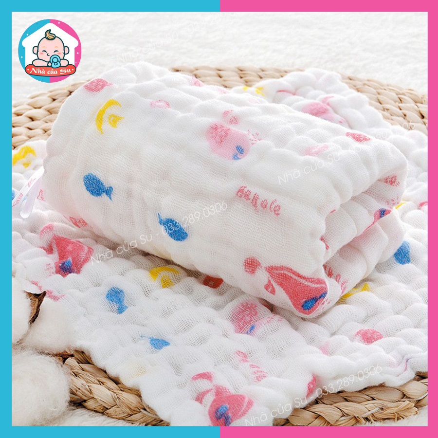 Set 5 Khăn sữa xô 6 lớp cao cấp thấm hút mềm mại cho bé sơ sinh Nhà của Su