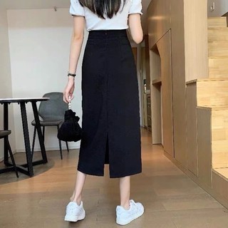 Chân váy dáng dài xẻ sau, chân váy midi, chân váy cạp cao xẻ sau tôn dáng full size 40kg-120kg