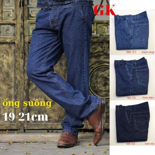 Quần Jean Nam Ống Suông, Chất Jean Cotton Không Co Giản ,Phom Ông Rộng Dành Cho Tuổi Trung Niên, Thời Trang Cho Bố