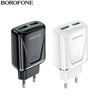 Củ sạc borofone ba54a có 2 cổng usb sạc nhanh 18w , phích cắm chân tròn