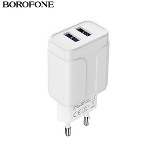 Củ sạc borofone ba37a sạc nhanh 12w, có 2 cổng usb, chân cắm tròn