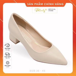 Giày cao gót đen đế vuông 3 phân giày công sở nữ bít mũi thương hiệu merly 1530
