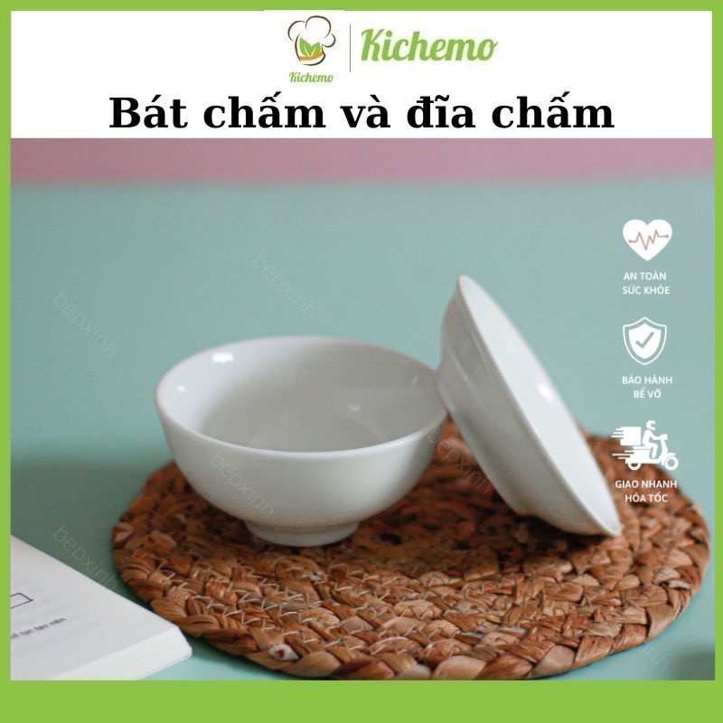 Bát chấm và đĩa chấm sứ trắng mộc cao cấp