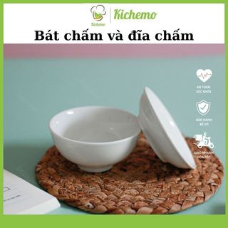 Bát chấm và đĩa chấm sứ trắng mộc cao cấp
