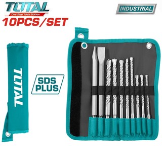 Bộ 10 mũi khoan bê tông đuôi gài và mũi đục Total TACSD19101